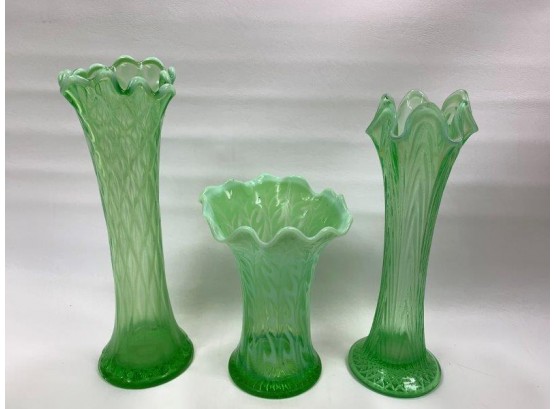 3 Glass Fenton Vases