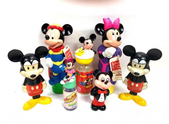 Lot Of Vintage Mickey And Minnie Mouse Bubbles Containers With Wands