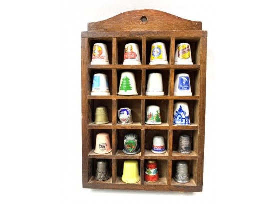 Assortment Of Vintage Thimbles With Holder