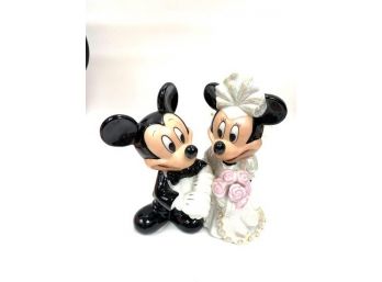 Porcelain Minnie And Mickey Mouse Wedding Figurine