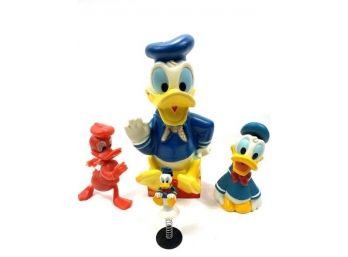 Vintage Plastic   Donald Ducks 2 Banks  1 - Pull String Toy 1 Pop Up Toy