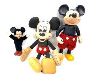 3 Vintage Mickey Mouse Dolls