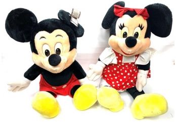 2 Large Stuffed Minnie And Mickey Mouse Dolls