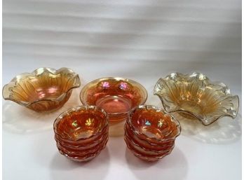 Vintage Orange Carnival Glass Bowls