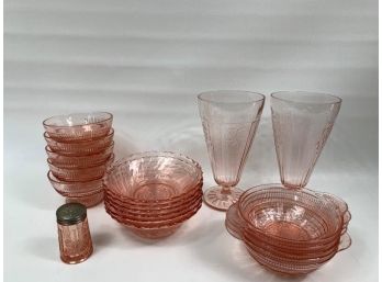 Mixed Assortment Of Pink Depression Glass