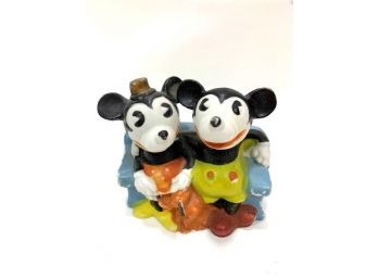 1930's  Mickey And Minnie Mouse Ceramic Toothbrush Holder