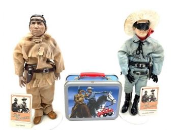 1990 Lone Ranger And Tonto Doll And Mini Lunch Pail