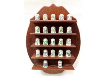 22 FP Fine Bone China Thimbles - Flower Designs With Holder