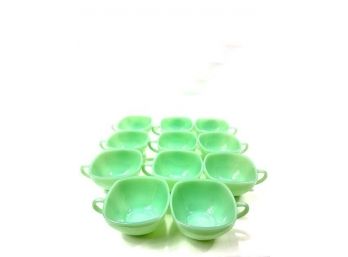 Lot Of 11 Square Jadeite Coffee Cups