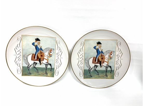 2 - Limited Edition George Washington On A White Charger Plates
