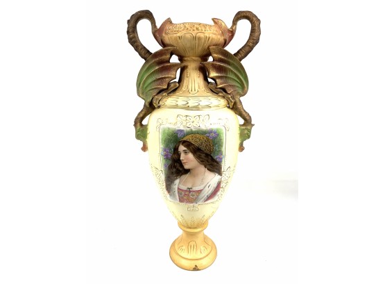 Tall Antique Austrian Robert Hanke Royal Wettrina Pottery Vase
