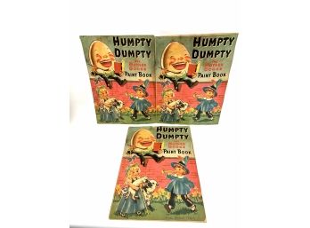 Lot Of 3  Large 1941 Humpty Dumpty Paint Books