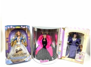 Lot Of 3 Barbie Dolls - Sleeping Beauty, Mrs. PFE Albee And Happy Holiday