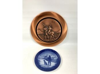 Royal Coppenhagen Plate And The Comanche Copper Plate
