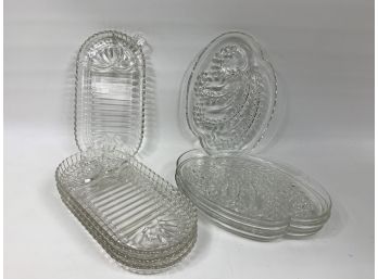 2 - Sets Of Vintage Glass Tea/snack Trays