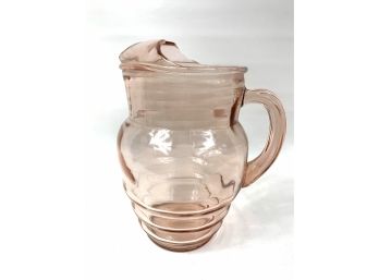 Pink Depression Glass Water Pitcher