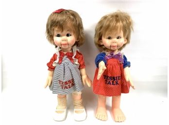 2 Vintage Tessie Talk Dolls