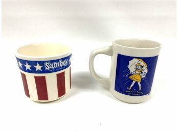 Vintage Ceramic Sambo's  And Morton Salt Coffee Cups