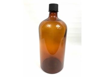Large Hand Blown Apothecary Amber Bottle