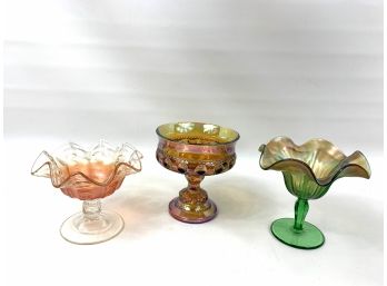 3 Fenton And Carnival Glass Candy Dishes