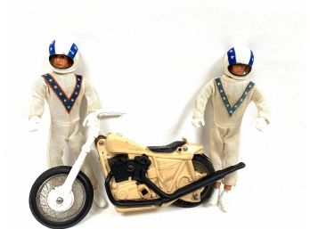 Vintage Evel Knievel Dolls And Motorcycle