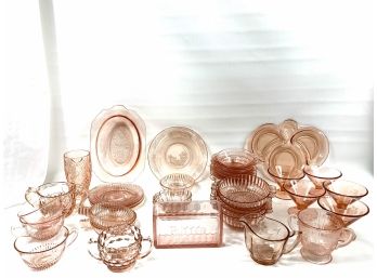 Lot Of Mixed Pink Depression Glass
