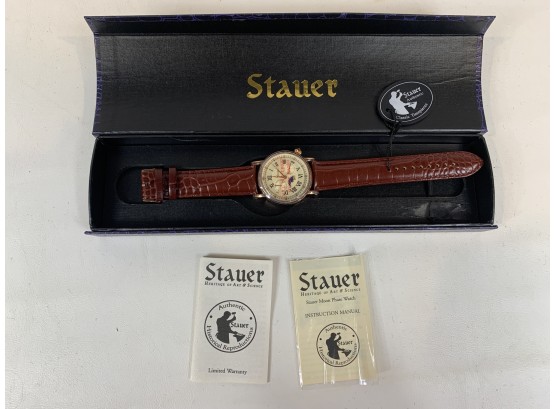 Stauer Men's Moon Phase Watch With Leather Band