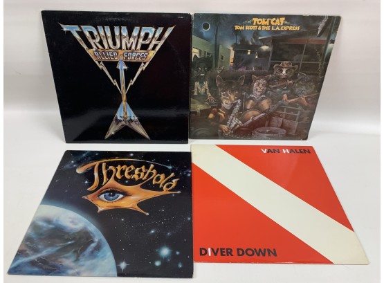 Lot Of 4 Records - Van Halen Diver & Down, Triumph Allied Forces, Tomcat LA Express, Threshold