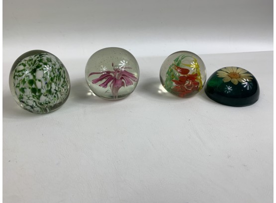 Lot Of 4 Glass Paper Weights