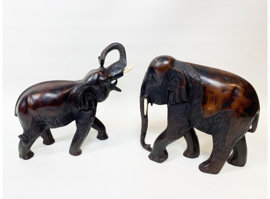 Heavy Wood Carved Elephant Statues