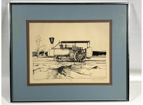 Framed Lithograph Of Steam Tractor Signed By Marshall Smith  - Numbered 16/50