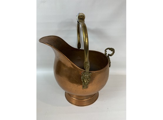 Antique Brass And Copper Ash Bucket