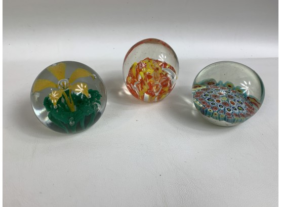 Lot Of 3 Glass Paper Weights