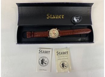 Stauer Men's Moon Phase Watch With Leather Band