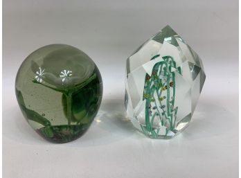 Lot Of 2 Vintage Glass Paper Weights
