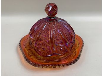 Vintage Imperial Carnival Glass Butter Dish
