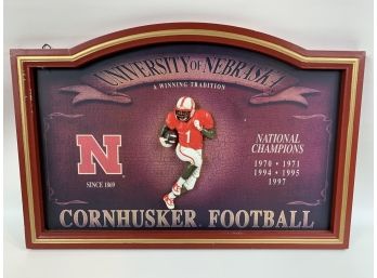 Wood Cornhusker Football Wall Plaque