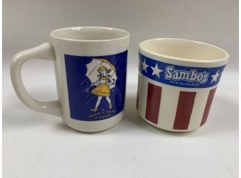 Vintage Sambos And Morton Salt Coffee Cups