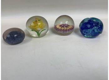 Lot Of 4 Vintage Glass Paper Weights