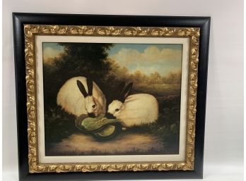 Beautiful Acrylic On Wood Bunny Painting
