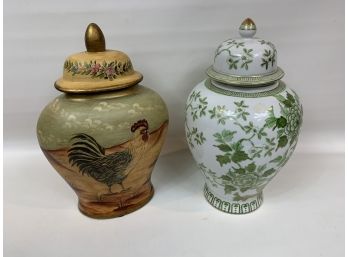 Lot Of 2 Ceramic Vases With Lids