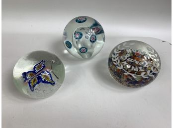 Lot Of 3 Glass Paper Weights