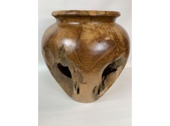 Large And Unique Hand Made Wood Vase