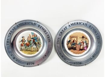 Lot Of 2 Pewter The Great American Revolution Plates