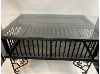 Hand Made Coffee Table Made Out Of A Chicken Coop With Glass Top