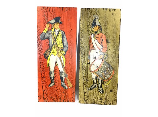 Hand Screened Painted On Wood Revolutionary Soldiers By George Nathan