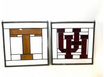 Lot Of 2 Hanging Stained Glass Panels