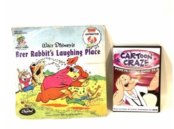 Vintage Cartoon Craze 'Popeye, Little Swee Pea DVD & Walt Disney 'Brer Rabbit's Laughing Place Record