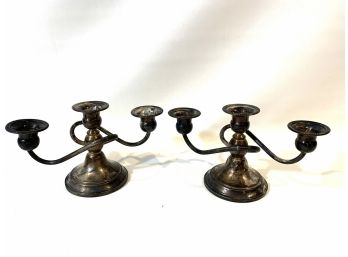 Crown Sterling Silver Pair Of Candlesticks