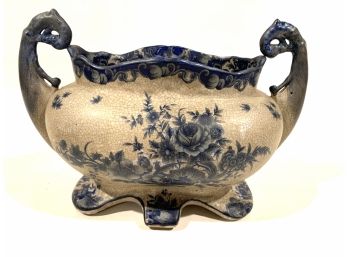 Blue And White Pottery Vase - No Maker